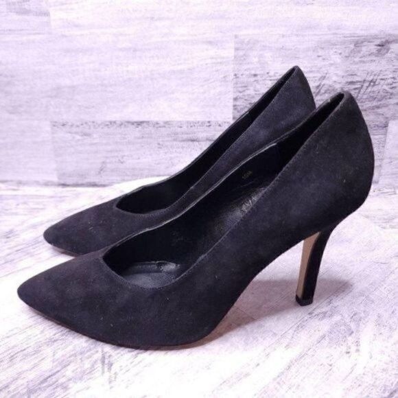 Vaneli Suede Pointed Toe Stiletto Dress Pump Black Women's sz 10 - Picture 2 of 8